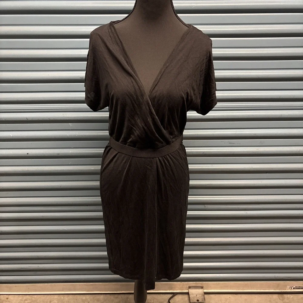 Tory Burch Black Belted V-neck Crossover Dress size‎ S